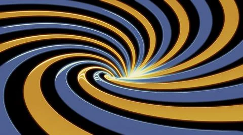 Abstract background with animated hypnotic hurricane of blue and orange stripes Illustration