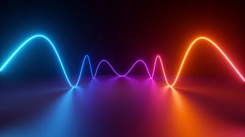 Abstract background with animated wavy line glowing with blue pink red gradient Stock Footage 154753563