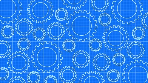 Abstract background with animation of blueprint drawing gears, engines. Animatio Stock Footage 151681430