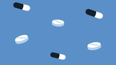 Abstract background animation with falling medical pills and pharmaceutical.. Stock-Footage 338428713
