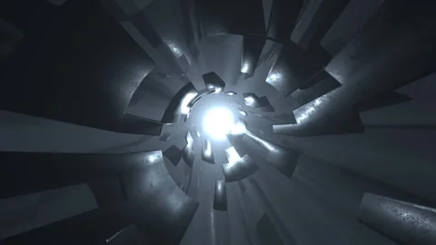 Abstract background with animation of fast moving in tunnel from steel plates. Stock Footage 300653957