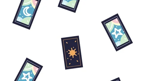 Abstract background animation featuring floating tarot cards with sun moon .. Vídeo Stock 339080876