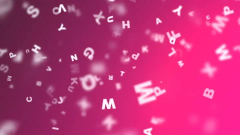 Abstract background animation with flying letters. Motion design. 3d rendering Stock Footage 113327909