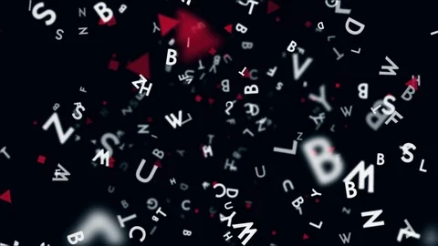 Abstract background animation with flying letters. Stock Footage 125666845