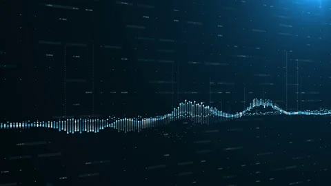 Abstract background with animation of growing charts and flowing counters of Video stock 91463550