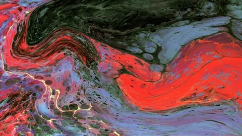 Abstract background Animation liquid ink marble red magma color combination Stock Footage 311702898
