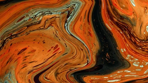 Abstract background Animation of liquid ink marble combination orange and bl 動画素材 311702928