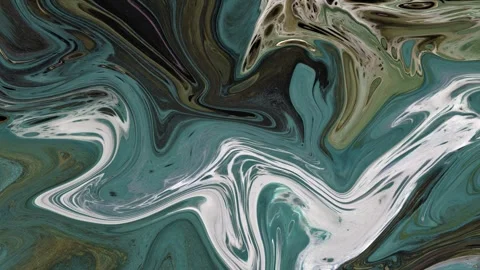Abstract background Animation liquid ink marble combination of green and whi Stock Footage 311842055