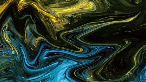 Abstract background Animation of liquid ink marble combination of yellow mix Stock Footage 311930834