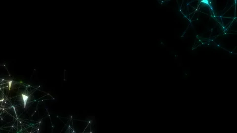 Abstract background with animation moving of bright neon triangles and particles Stock Footage 114113664