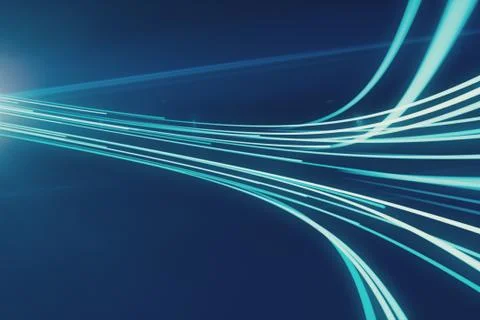 Abstract background with animation moving of lines for fiber optic network 3d Stock Illustration