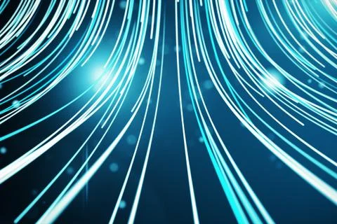 Abstract background with animation moving of lines for fiber optic network 3d Stock Illustration