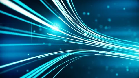 Abstract background with animation moving of lines for fiber optic network 3d Stock Illustration