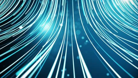 Abstract background with animation moving of lines for fiber optic network 3d Stock Illustration