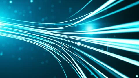Abstract background with animation moving of lines for fiber optic network 3d Stock Illustration