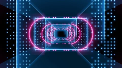 Abstract background animation neon glow geometry light forms tunnel loop Stock Footage 126891096