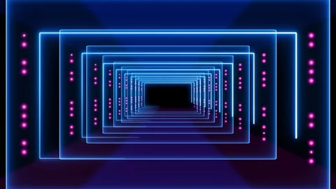 Abstract background animation neon glow geometry light forms tunnel loop Stock Footage 126891100