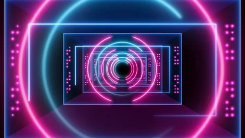 Abstract background animation neon glow geometry light forms tunnel loop Stock Footage 126891576