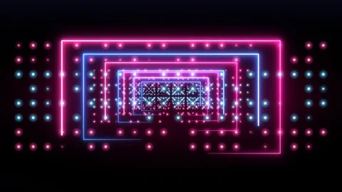 Abstract background animation neon glow geometry light forms tunnel loop Stock Footage 126891626