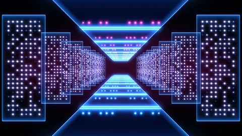 Abstract background animation neon glow geometry light forms tunnel loop Stock Footage 126891769
