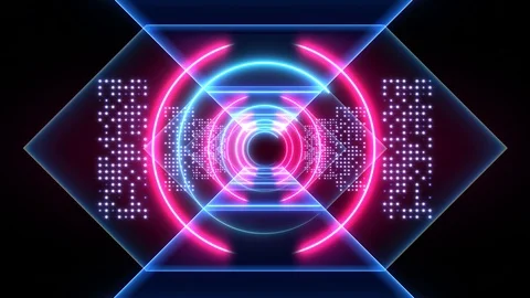 Abstract background animation neon glow geometry light forms tunnel loop Stock Footage 126891799
