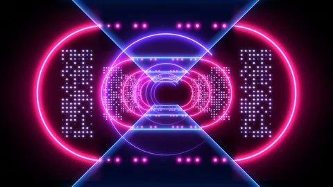 Abstract background animation neon glow geometry light forms tunnel loop Stock Footage 126891811
