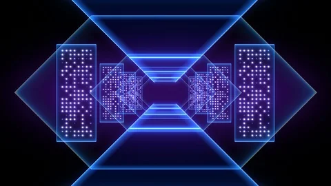 Abstract background animation neon glow geometry light forms tunnel loop Stock Footage 126891837