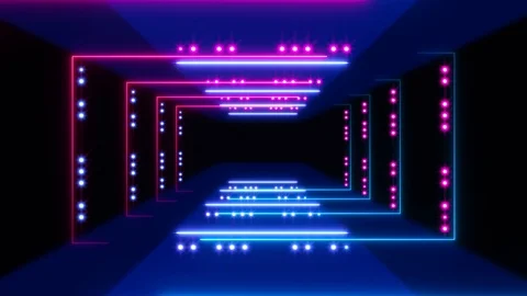 Abstract background animation neon glow geometry light forms tunnel loop Stock Footage 126891987
