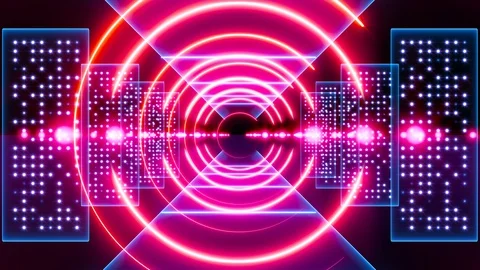 Abstract background animation neon glow geometry light forms tunnel loop Stock Footage 126892079