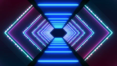 Abstract background animation neon glow geometry light forms tunnel loop Stock Footage 126892154