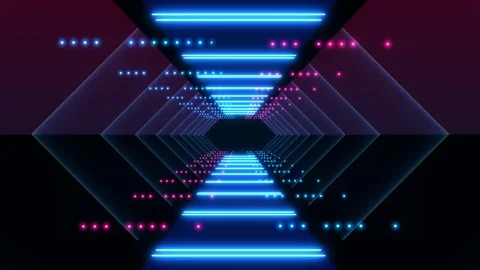 Abstract background animation neon glow geometry light forms tunnel loop Stock Footage 126893718