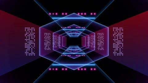 Abstract background animation neon glow geometry light forms tunnel loop Stock Footage 127645292