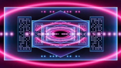 Abstract background animation neon glow geometry light forms tunnel loop Stock Footage 127645301