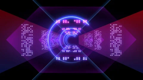 Abstract background animation neon glow geometry light forms tunnel loop Stock Footage 127645305