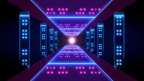 Abstract background animation neon glow geometry light forms tunnel loop Stock Footage 127645318