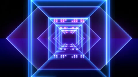 Abstract background animation neon glow geometry light forms tunnel loop Stock Footage 127645321