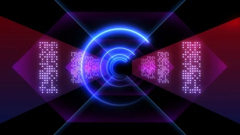 Abstract background animation neon glow geometry light forms tunnel loop Stock Footage 127645328