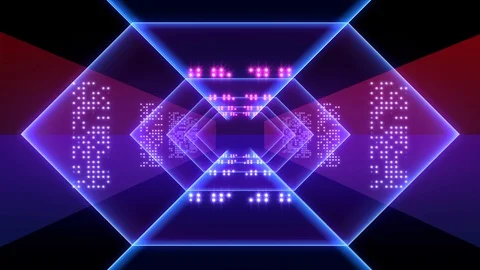 Abstract background animation neon glow geometry light forms tunnel loop Stock Footage 127645337