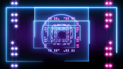 Abstract background animation neon glow geometry light forms tunnel loop Stock Footage 127645405