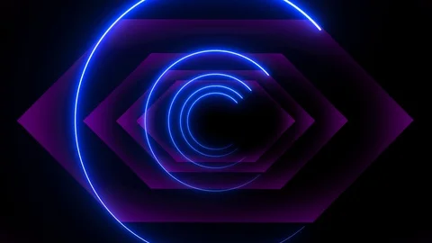 Abstract background animation neon glow geometry light forms tunnel loop Stock Footage 127645437