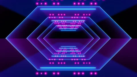 Abstract background animation neon glow geometry light forms tunnel loop Stock Footage 127645440