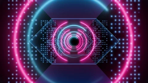 Abstract background animation neon glow geometry light forms tunnel loop Stock Footage 127645468