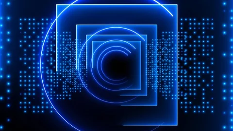 Abstract background animation neon glow geometry light forms tunnel loop Stock Footage 127645474