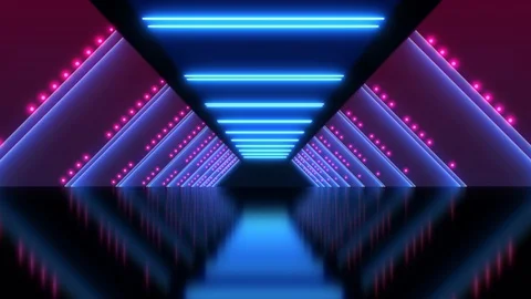 Abstract background animation neon glow geometry light forms tunnel loop Stock Footage 127645486