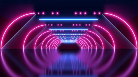 Abstract background animation neon glow geometry light forms tunnel loop Stock Footage 127645515