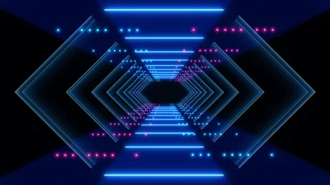 Abstract background animation neon glow geometry light forms tunnel loop Stock Footage 127646295