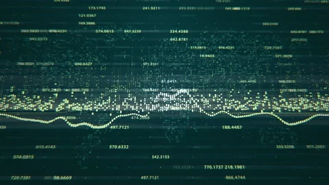 Abstract background with animation of volatile charts and flowing numbers Stock Footage 152354011