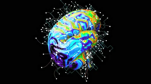 Abstract background of Artificial Intelligence with left and right Brain Stock Footage 150869232