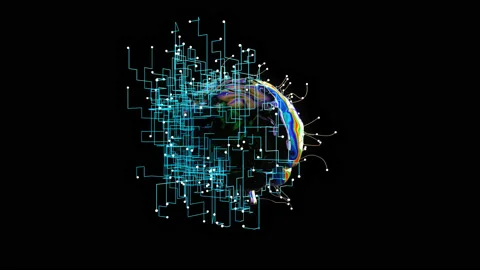 Abstract background of Artificial Intelligence with left and right Brain Stock Footage 150869357