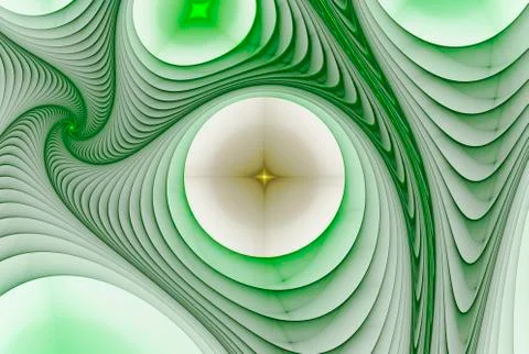 Abstract background with asymmetrical draw with green and white spirals and t Stock Illustration